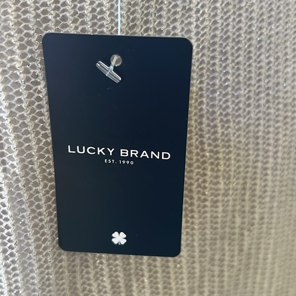 New! Lucky Brand XlL silver mesh shimmery linen blend  overlay top. - Picture 5 of 10